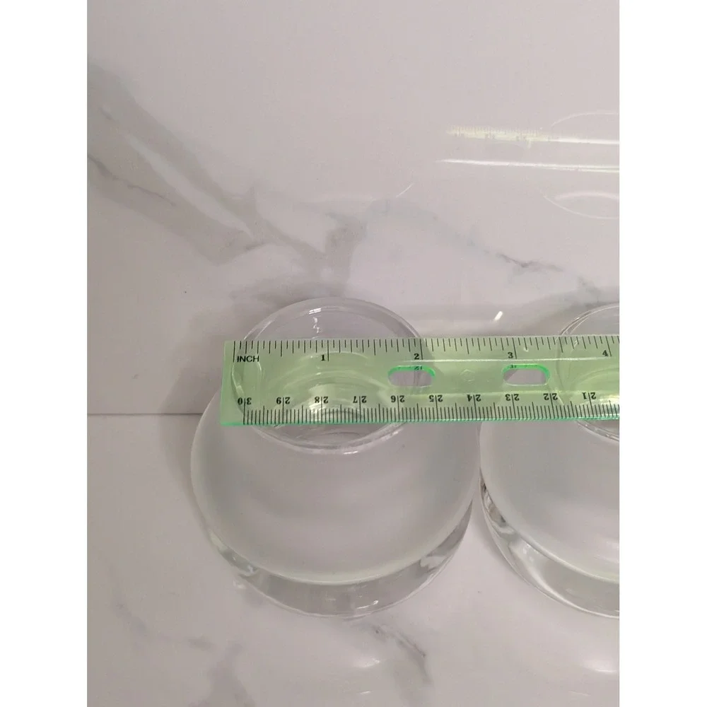 Crate and Barrel Luna Votive Candle‎ Holder Set 2 Frosted Clear Glass 488-062